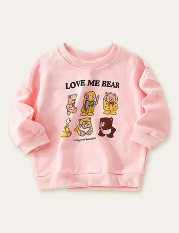 Cartoon Bear Printed Long-Sleeved T-shirt - Mini Taylor